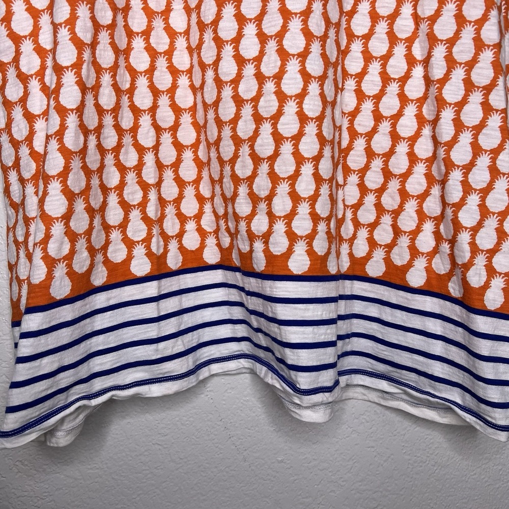 Talbots T-Shirt Women's 3X Pineapple Stripes Graphic Tee Basic Top Orange Navy - Picture 3 of 7